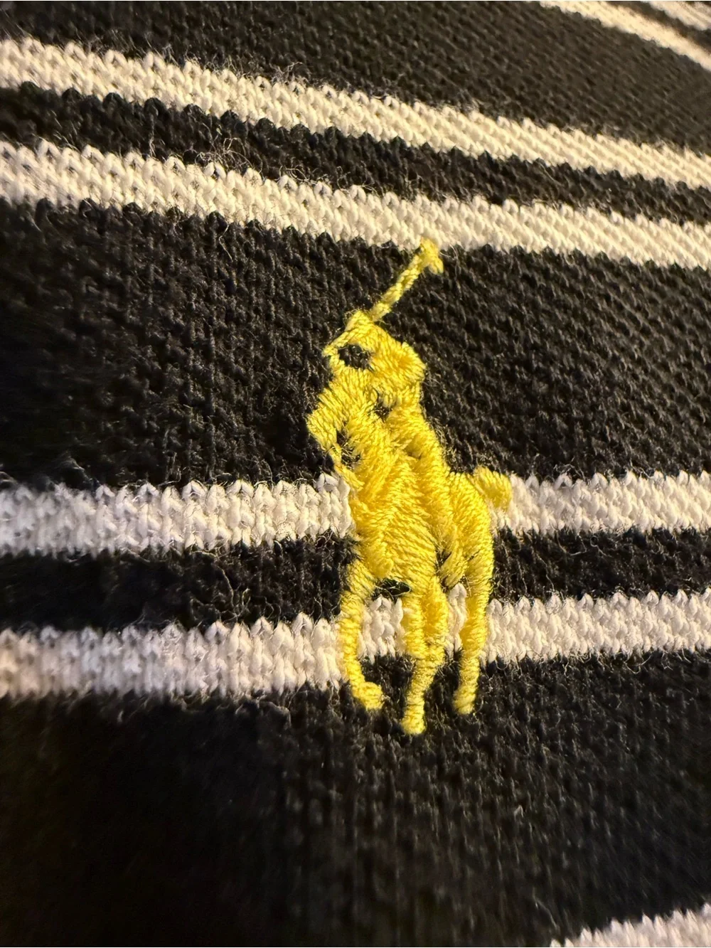 Polo by Ralph Lauren Black and White Striped Polo (men-small)